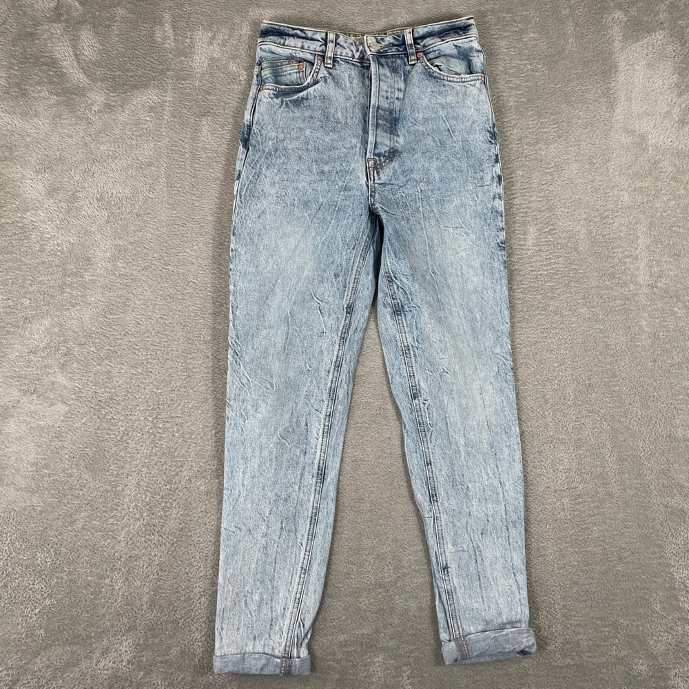 Free People Zuri Mom Jeans Womens 25 Blue Acid Wash High Rise (24x26)